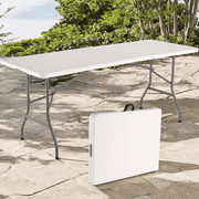 6FT Folding Table With Carrying Handle, Heavy Duty Rectangular Table For Kitchen, Dining Room, Party