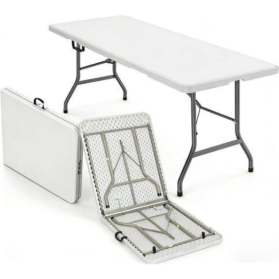 Utility Usage Table 6FT Folding Table for Outdoor Use, White HDPE Portable Utility Table ...