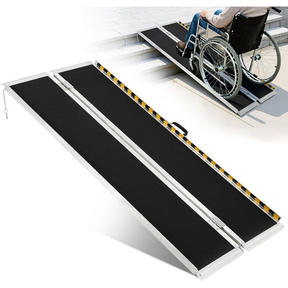 6FT Folding Wheelchair Ramp 800LBS Aluminum Portable Non-Slip Ramp for Stairs Cars Doorways Scooters and Home Mobility Access