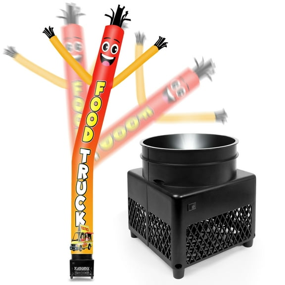 6FT Food Truck Inflatable Tube Man with Weather-Resistant Blower (5.5'' Diameter) and Built-in LED - Wacky Waving Dancing Guy for Business Advertising Promotion