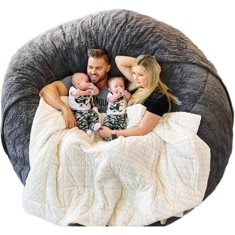 6FT Giant Faux Fur Bean Bag Cover for Adults Round Fluffy Bean Bag Bed No Filler Machine Washable Big Size Walmart