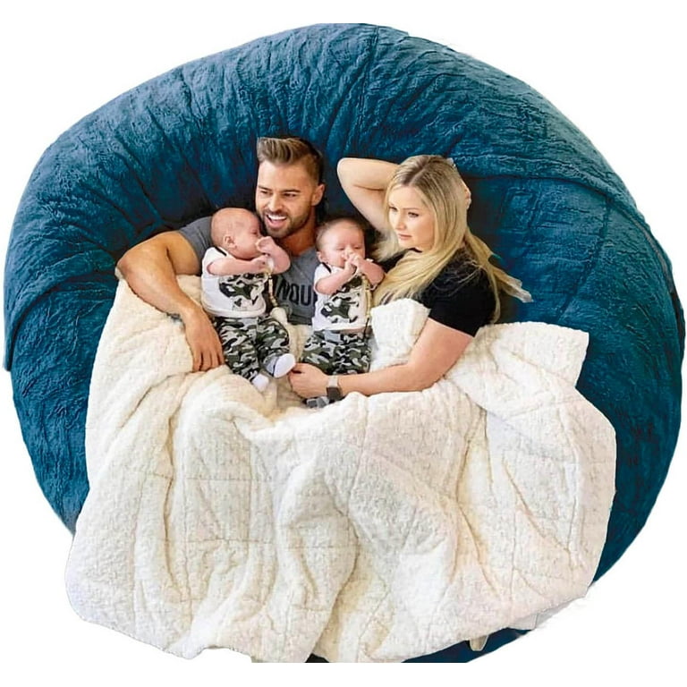 6FT Giant Fur Bean Bag Chair Cover Ultra Soft Bean Bag Bed for Adults No Filler Cover only Big Round Soft Fluffy Faux Fur Bean Bag Lazy Sofa Bed Cover Machine Washable