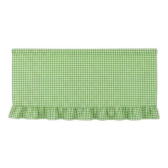 6FT Green Gingham Ruffled Table Skirt, Woven Fabric Farmhouse Table Cover for Spring Decor, Easter Party, Garden Picnic, Dessert Table, 30 x 72 Inch