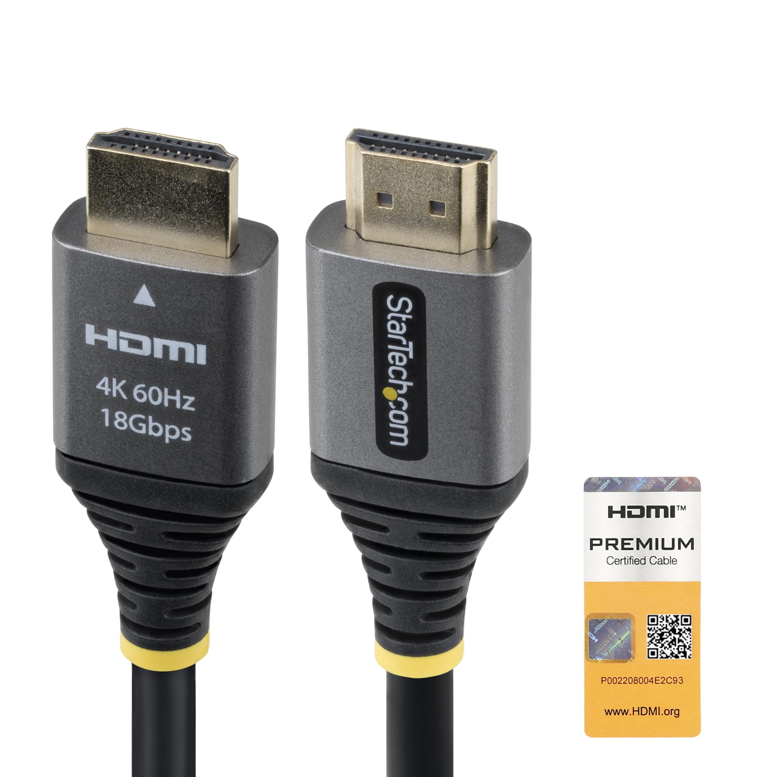 StarTech 6ft [1.8m] Premium Certified High Speed HDMI Cable, 4K 60Hz/1440p 144Hz, High-Flex HDMI 2.0 Cable with HDR10/ARC, 18Gbps (hdmmv6f)