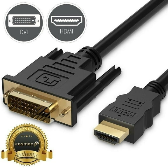 DVI to HDMI Adapter Cable 6ft Bi-Directional Gold Plated Adapter High Speed HDMI Male to DVI-D Male