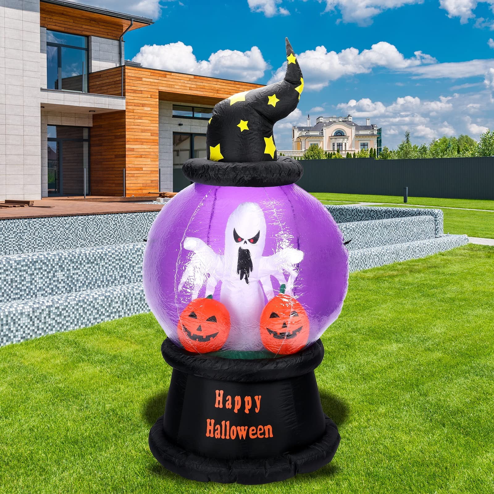 6FT Halloween Inflatables Globe with Ghosts and Pumpkins Decorations