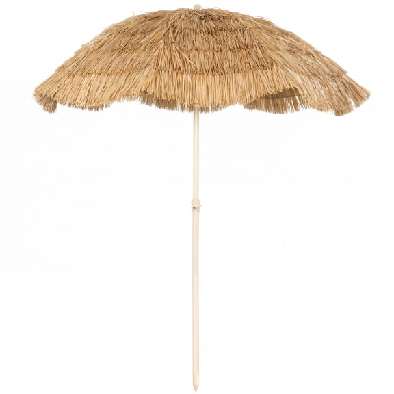 6FT Hawaiian Tiki Umbrella Outdoor Patio Umbrella with 8 Ribs Carry Bag for Tiki Bar Tropical Palapa