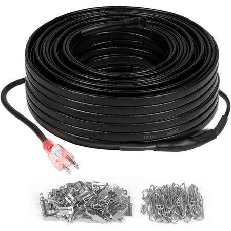 6FT Heat Tape Roof Snow De-Icing, Deicing Heating Cable,Pipe (Metal And Plastic) Freeze Protected Water Pipe Heating Cable, Self Regulating Temperature, with Mounting Buckle, 120V 8W/ft