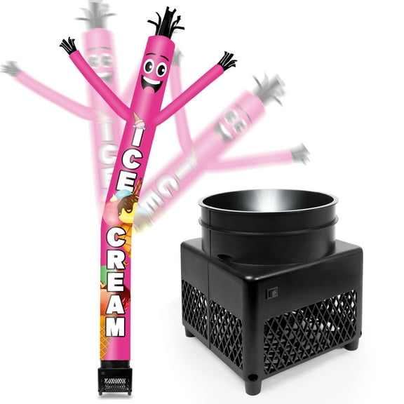 6FT Ice Cream Inflatable Tube Man with Weather-Resistant Blower (5.5'' Diameter) and Built-in LED - Wacky Waving Dancing Guy for Business Advertising Promotion