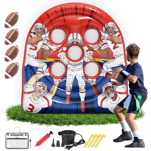 6FT Inflatable Football Target Toss Game for Events & Parties Outdoor carnival games for school field days, fundraisers, church activities, company picnics and team building challe