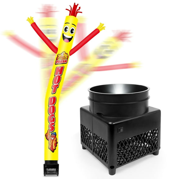 6FT Inflatable Tube Man Fresh Hot Dog with Weather-Resistant Blower (5.5'' Diameter) and Built-in LED - Wacky Waving Dancing Guy for Business Advertising Promotion
