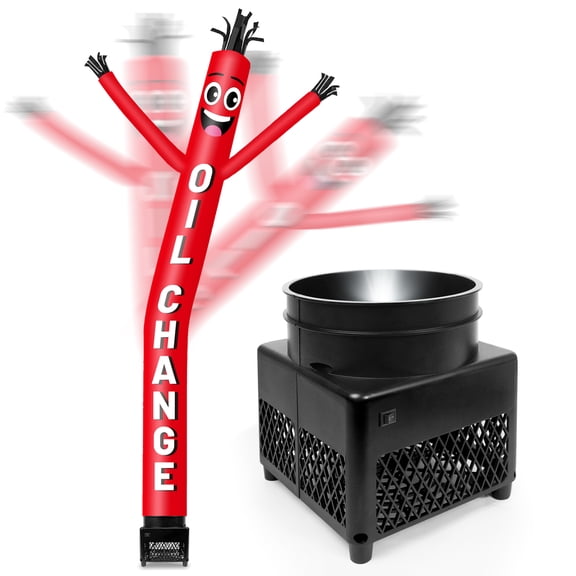 6FT Inflatable Tube Man Oil Change with Weather-Resistant Blower (5.5'' Diameter) and Built-in LED - Wacky Waving Dancing Guy for Business Advertising Promotion