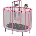 thumbnail image 1 of 60" Kids Trampoline with Swing, Horizontal Bar, SEGMART 4-in-1 Oval Toddler Trampoline with Enclosure Safety Net, Outdoor Indoor Backyard Recreational Trampoline for Kids, Toddlers, Baby, 1 of 8
