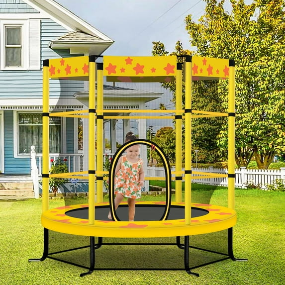 55" Kids Trampoline, SEGMART Toddler Trampoline with Enclosure Safety Net, Outdoor Indoor Backyard Recreational Trampoline for Kids, Toddlers, Baby, Small Trampolines for kids, Birthday Gift