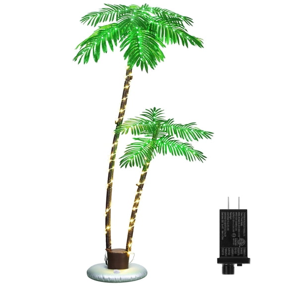6FT LED Illuminated Palm Tree - Waterproof Outdoor/Indoor Tropical Decor for Christmas & Poolside