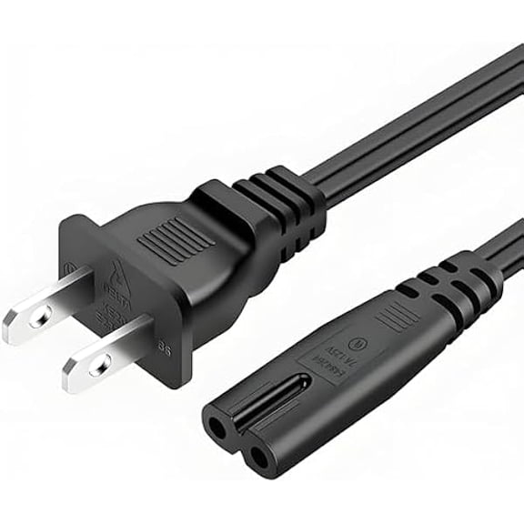 6FT LG TV Power Cord for LG TV 24" 28" 32" 40" 43" 48" 49" 50" 55" 60" 65" 75" 80" 85" LCD HD Smart 4K TVs 2 Prong AC Power Cable, 43LH570A 55UH6090 55LH575A 55UH6030 32LH500B Charging Cable (Black)