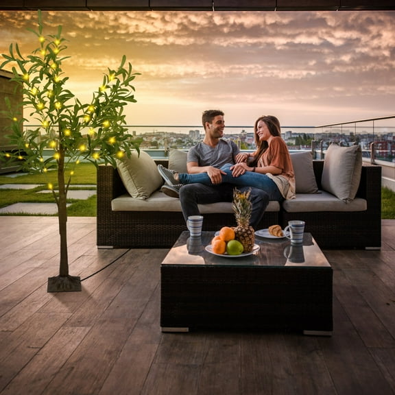 6FT Lifelike LED Olive Tree with 300 Warm White Lights, 8 Lighting Modes & 10 Brightness Levels - Perfect for Home Decor and Holiday Parties