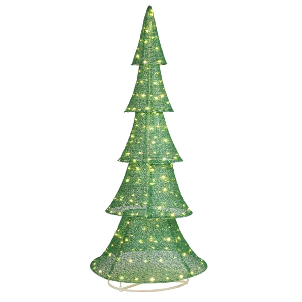 6FT Lighted Christmas Tree, 200 Warm White LEDs, Shimmering