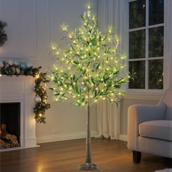 6FT Lighted Olive Tree with 200 Warm White LEDs - Artificial Fairy Light Tree for Indoor/Outdoor Wedding, Christmas, Home Dcor