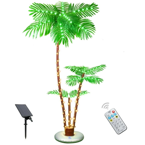 6FT Lighted Palm Tree for Patio Deck Pool Tiki Bar Beach Hawaiian Party Outdoor Decor