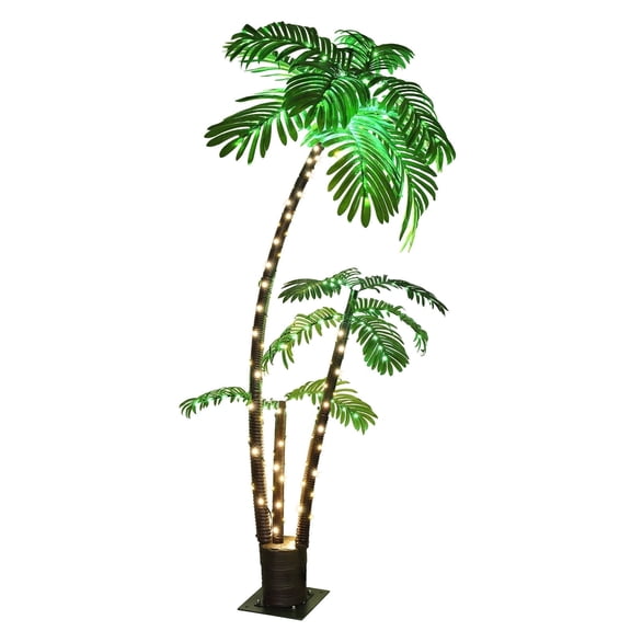 6FT Lighted Palm Tree for Patio Deck Pool Tiki Bar Beach Hawaiian Party Outdoor Decor