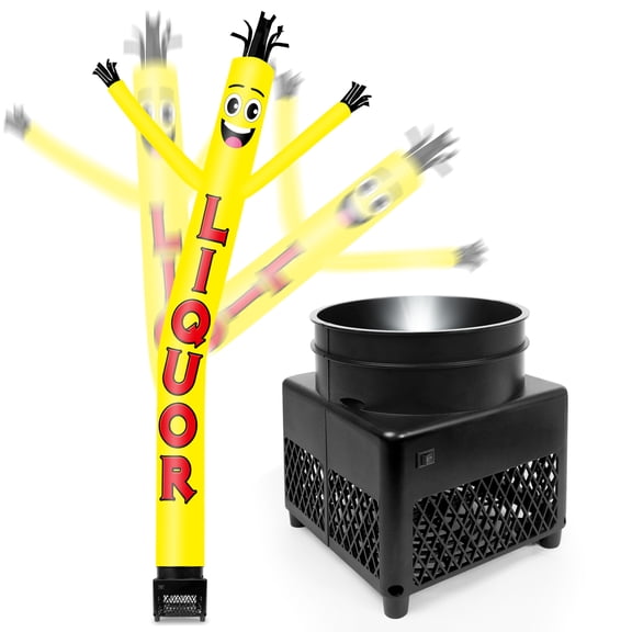 6FT Liquor Yellow Inflatable Tube Man with Blower (5.5'' Diameter) and Built-in LED - Wacky Waving Dancing Guy for Business Advertising Promotion