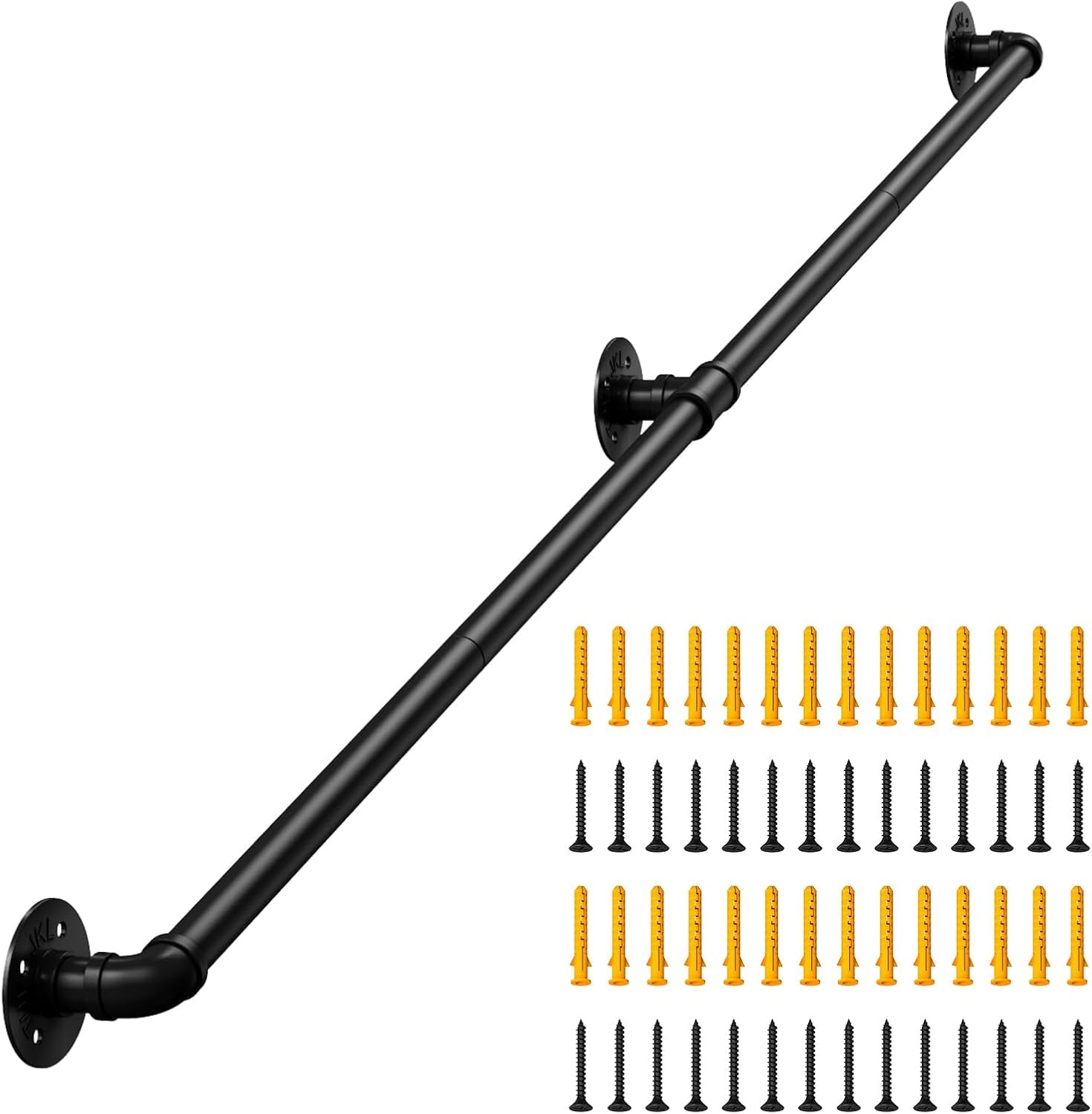 6FT Metal Stair Handrail Kit, 440LB Load Capacity, Non-Rust Hand ...