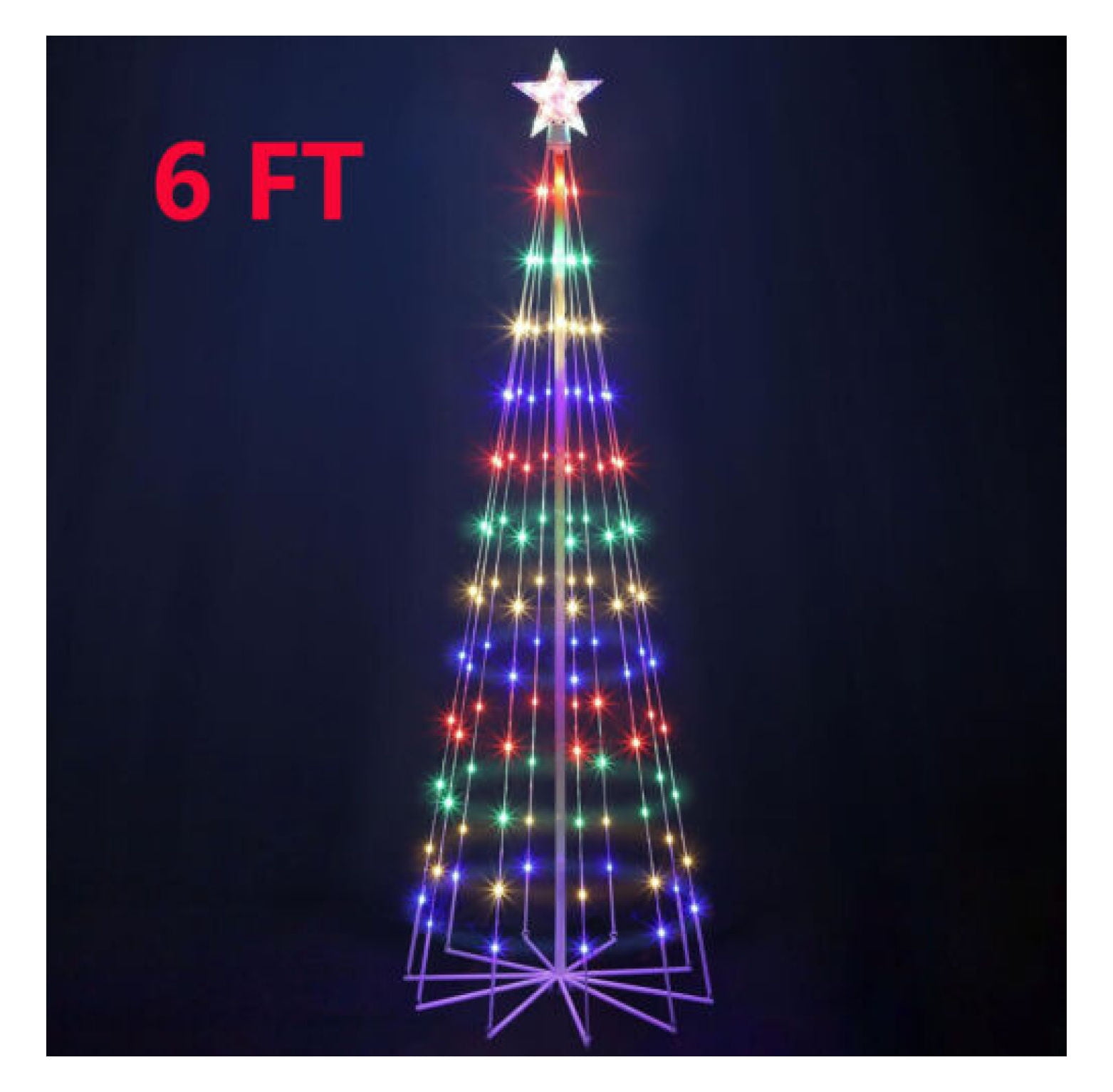 6FT Multicolor LED Animated Outdoor Christmas Tree w/8 Modes for Xmas