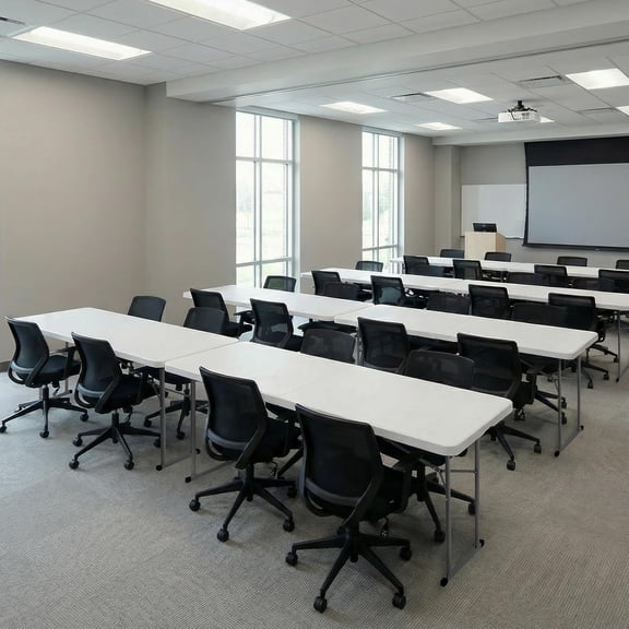 6FT Narrow Folding Table Heavy Duty Portable Plastic Long Table with Handle for Indoor Outdoor Meeting Buffet Party Wedding Home Work White