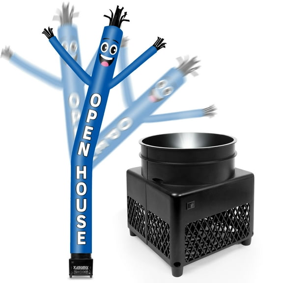 6FT Open House Inflatable Tube Man with Blower (5.5'' Diameter) and Built-in LED - Wacky Waving Dancing Guy for Business Advertising Promotion