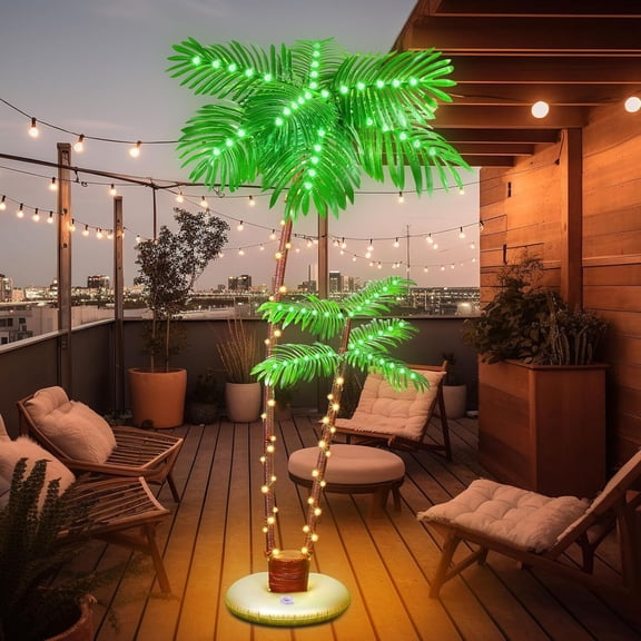 6FT Outdoor Light Up LED Artificial Palm Tree Lights for Outside Patio Bar Yard