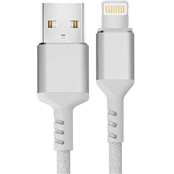 6FT Phone Charger Charging Cord Nylon Braided USB Power Cable, Fast Charge & Sync Compatible with Smart Phone - 2 Meter (White)