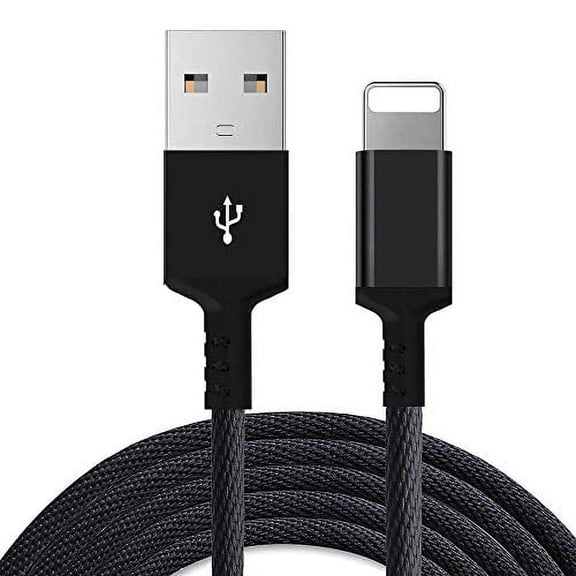 6FT Phone Charger Epacks Charging Cord Nylon Braided USB Power Cable, Fast Charge & Sync Compatible with Smart Phone XR XS MAX X 8 8Plus 7 7 Plus 6S Plus 6 Plus SE Tablet - 2 Meter (Black)