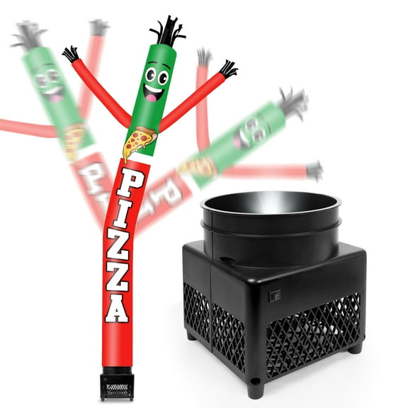 6FT Pizza Inflatable Tube Man with Weather-Resistant Blower (5.5'' Diameter) and Built-in LED - Wacky Waving Dancing Guy for Business Advertising Promotion