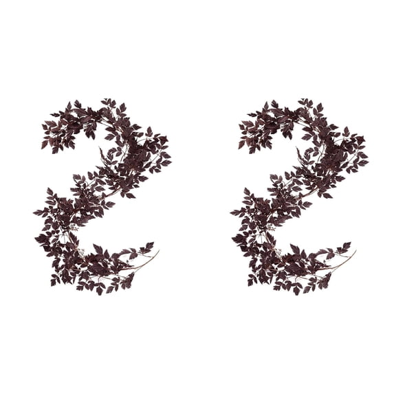 6FT Plum Fall Garland, Artificial Autumn Leaf Flexible Vine Decor, Faux Cimicifuga Seeded Hanging Garland, Home Decoration for Mantel, Fireplace, Table, Thanksgiving Halloween Seasonal