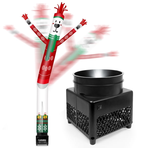 6FT Polar Bear Inflatable Tube Man with Blower (5.5'' Diameter) and Built-in LED - Wacky Waving Dancing Guy for Business Advertising Promotion