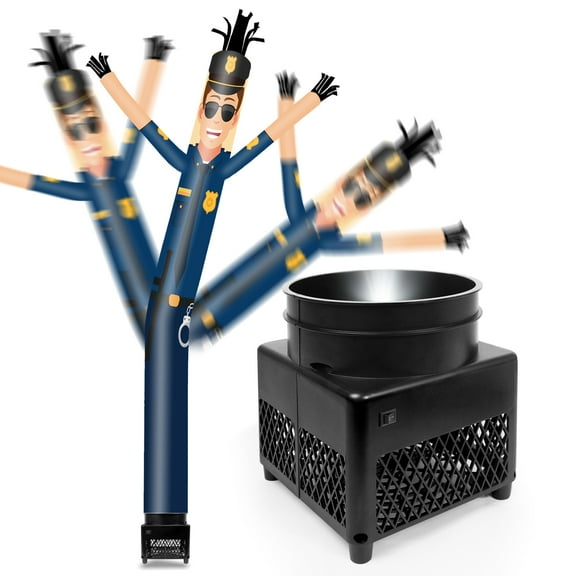 6FT Police Inflatable Tube Man with Weather-Resistant Blower (5.5'' Diameter) and Built-in LED - Wacky Waving Dancing Guy for Business Advertising Promotion