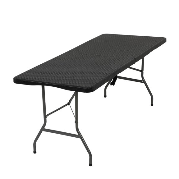 6FT Portable Folding Table, Heavy-Duty Half-Fold Table for Parties, Backyard Events, Catering & Office - Sturdy Multi-Purpose Outdoor Table with Handle