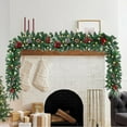 thumbnail image 1 of 6FT Pre-Lit Artificial Christmas Garland with Warm White LED Lights, Realistic Pine Cones and Red Berries for Fireplace Mantle Holiday Decor, 1 of 6