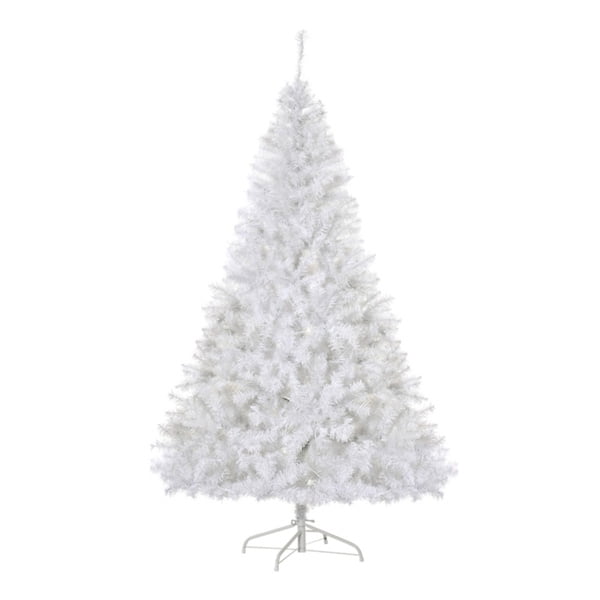 6FT Pre-Lit White Artificial Christmas Tree - 1000 Plastic Branch Tips, Metal Base, Indoor Use Only, Holiday Decor for Home/Living Room