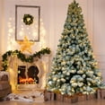 thumbnail image 1 of 6FT Pre-lit Flocked Christmas Tree, Green Artificial Trees White Flocking, Lighted Artificial Christmas Xmas Tree with Metal Stand for Home Holiday Decor DIY Quick Assembly, 928 Tips, 1 of 11