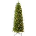 thumbnail image 1 of 6FT Pre-lit Pencil Christmas Tree with Remote Control, 250 Warm White Multi-Color Lights, Hinged Slim Skinny Spruce for Home, Office, Holiday Party Decoration Dual Color LED, Full Branch Tips, Green, 1 of 5