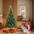thumbnail image 1 of 6FT Premium Artificial Christmas Tree with Remote Control& Light Bar, Green Holiday Tree for Living Room Office Party Decoration, Premium Hinged Artificial Pine Lighted Holiday with Metal Stand, 1 of 8