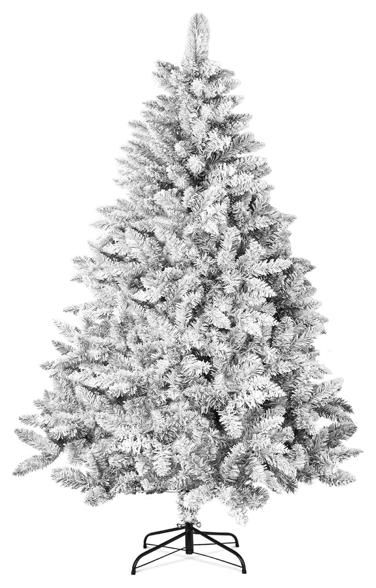6FT Premium Artificial Christmas Tree, Snow Flocked Hinged Pine Tree w/1000+ Snowflake Branches