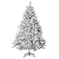 6FT Premium Artificial Christmas Tree, Snow Flocked Hinged Pine Tree w