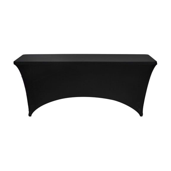 6FT Rectangular Tablecloth 3 Pack - Black Spandex Stretch Fitted Table Covers - Washable Party Table Linens for Wedding, Banquet & Events