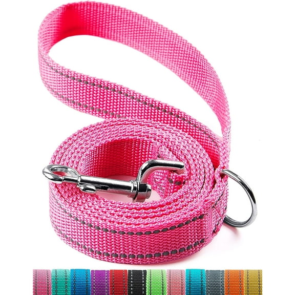 6FT Reflective Dog Leash for Large&Medium and Small Dogs, Strong and Durable Nylon Leashes for Walking and Training,6 Foot Dog Leash with D Ring for Puppy (Pink, 1 inch x 6FT)