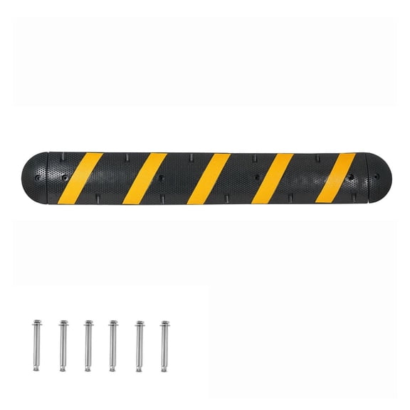 6FT Rubber Speed Bump - 2 Channel Heavy Duty - 22000lbs Capacity - Cable Protector Ramp for Driveway, Road, Asphalt, Concrete