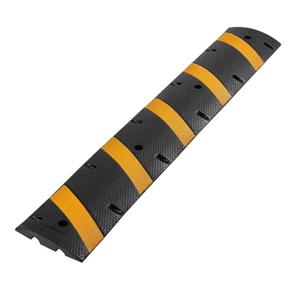 6FT Rubber Speed Bump (2 Count) - 72" Long, 22000 lbs per Axle Load Capacity, 2-Channel Design for Cables, Includes Expansion Screws for Asphalt/Concrete/Gravel