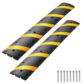 6FT Rubber Speed Bump 2 Pack Heavy Duty 2 Channel Traffic Hump 22,000 lbs/Axle Cable Protector Ramp with Expansion Screws for Asphalt Concrete Gravel Driveway Parking Lot Safety Use